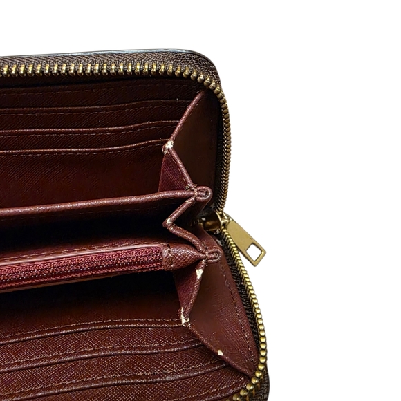 Fossil Maroon Leather Zip Around Wallet - Picture 5 of 8